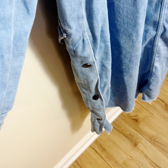 NWT Free People Days to Come Denim Parka Coat Faux Fur Collar Size M - Picture 12 of 14